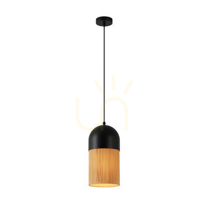 Lampa wisząca Zambelis czarna naturalna metal papier E27 60 cm small 1