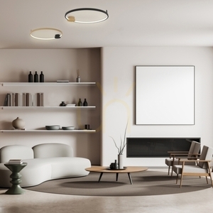 Plafon LED Zambelis 24W 3000K czarny matowy ze złotym pierścieniem 64 cm small 0