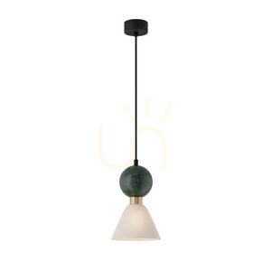 Lampa wisząca Zambelis E14 zielony marmur mosiądz czarna 16 cm small 1