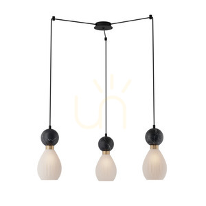 Lampa wisząca Zambelis 3xE14 czarny marmur mosiądz 80 cm small 1