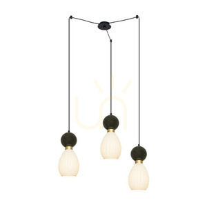 Lampa wisząca Zambelis 3xE14 czarny marmur mosiądz 80 cm small 0