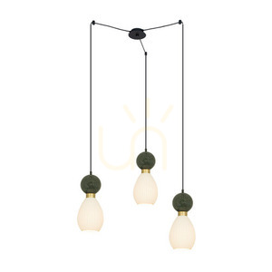 Lampa wisząca Zambelis 3xE14 marmur, mosiądz, czarna 80 cm small 0