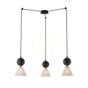 Lampa wisząca Zambelis 23249 3×E14, czarny marmur i mosiądz, 80 cm small 1