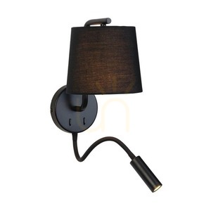 Kinkiet z lampką do czytania Zambelis czarny mat E27 1xE27 25 cm small 3