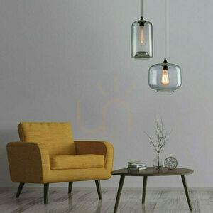 Lampa wisząca szklana dymiona szara Zambelis E27 1L 19 cm small 0