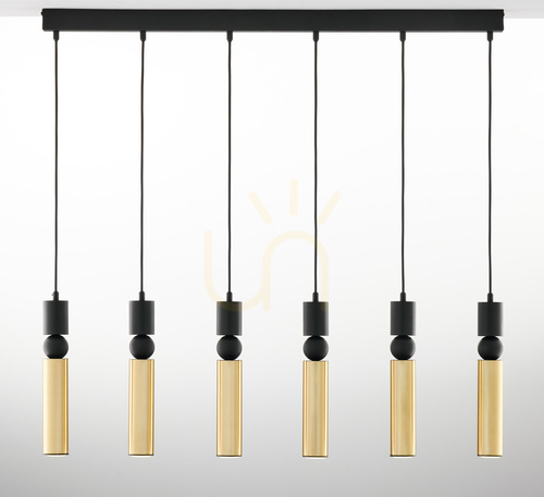 Sprawdź Lampa wisząca ALAS 2008 złoto-czarna 6xGU10 90 cm Jupiter