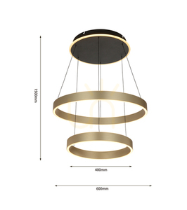 Lampa wisząca LED Aviano MARLING 6072-304, dwa pierścienie 40 i 60 cm, złoty mat / czarny small 4