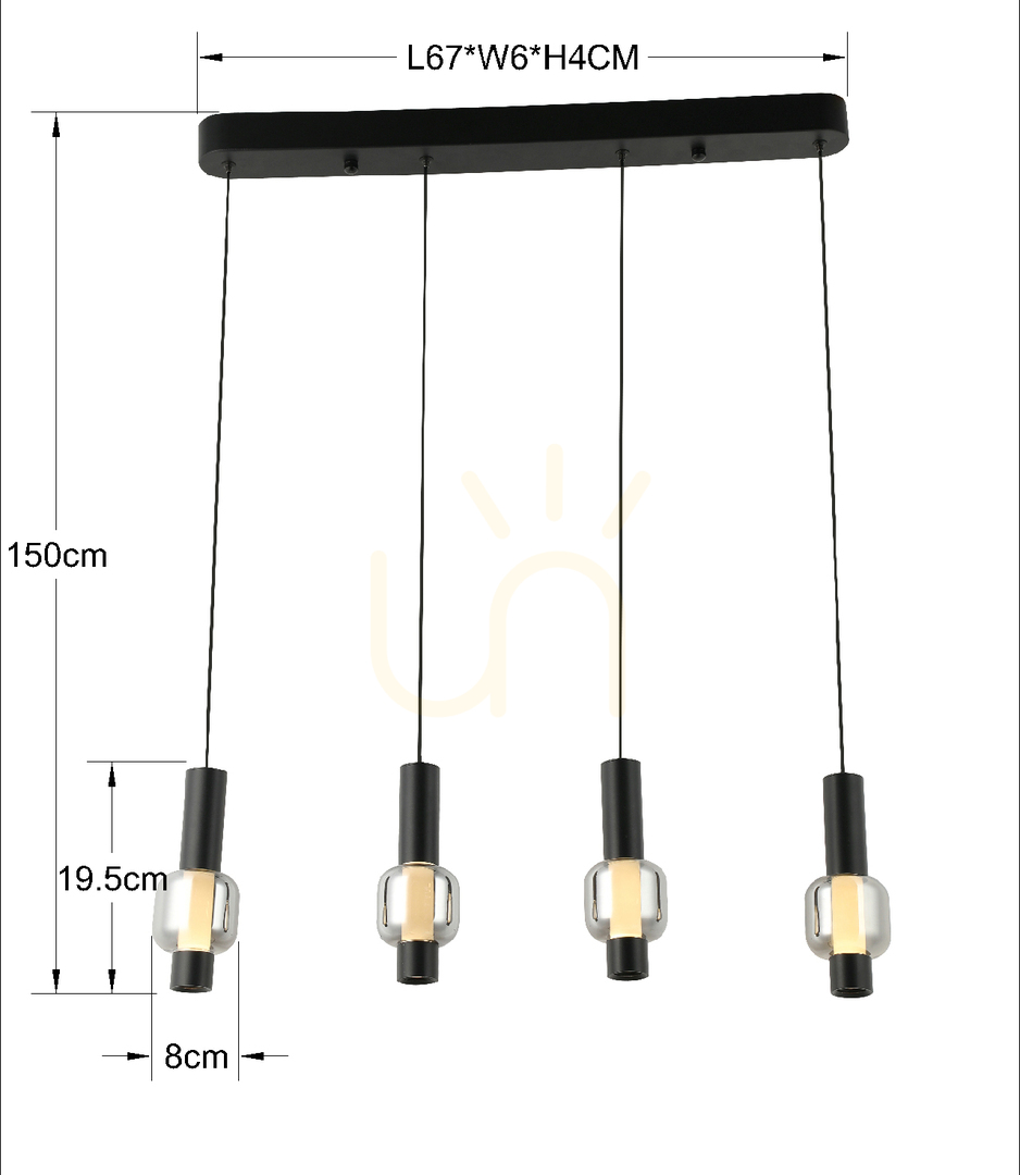 Wyświetl Lampa wisząca czwórka prosta RONDA 7224-0410 Aviano Lampa wisząca czwórka prosta RONDA 7224-0410 Aviano