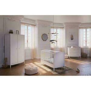 Szafa dziecięca LAFAYETTE 2-drzwiowa 95x52x175 cm, biała (Neige), lite drewno i MDF, Théo-Bébé small 1