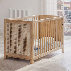 Łóżeczko Théo Bébé NAMI BOIS 60x120 cm, drewno i rattan small 1