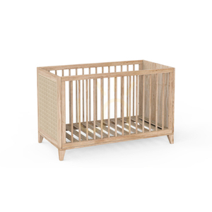 Łóżeczko Théo Bébé NAMI BOIS 60x120 cm, drewno i rattan small 0