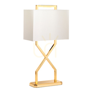 Lampa stołowa Cross - 1 źródło światła - Polerowane złoto, abażur kość słoniowa Elstead small 0