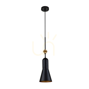 Średnia lampa wisząca Etoile - 1 źródło światła - Matowa czerń / Płatki złota Elstead small 6