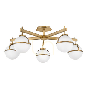 Półplafon Hollis - 5 źródeł światła - Mosiądz Heritage Brass, szkło opalowe Elstead small 0
