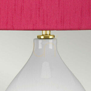 Lampa stołowa Isla z abażurem Cranberry Pink - 1 źródło światła - biała / postarzany mosiądz Elstead small 2