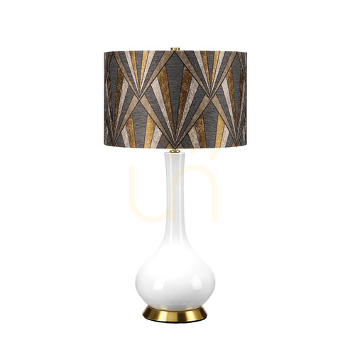 Sprawdź Lampa stołowa Milo - 1 źródło światła - Biała / Postarzany mosiądz Elstead