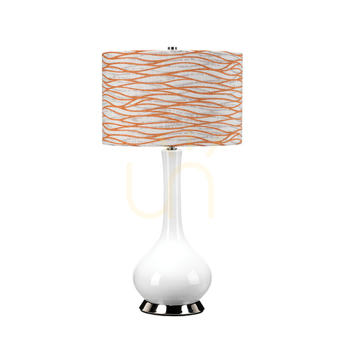 Sprawdź Lampa stołowa Milo - 1 źródło światła - Biała / Polerowany nikiel Elstead