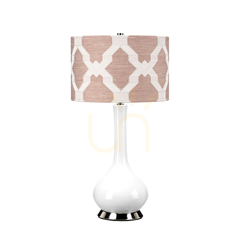 Sprawdź Lampa stołowa Milo - 1 źródło światła - Biała / Polerowany nikiel Elstead