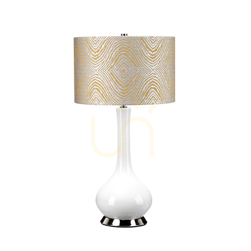 Sprawdź Lampa stołowa Milo - 1 źródło światła - Biała / Polerowany nikiel Elstead