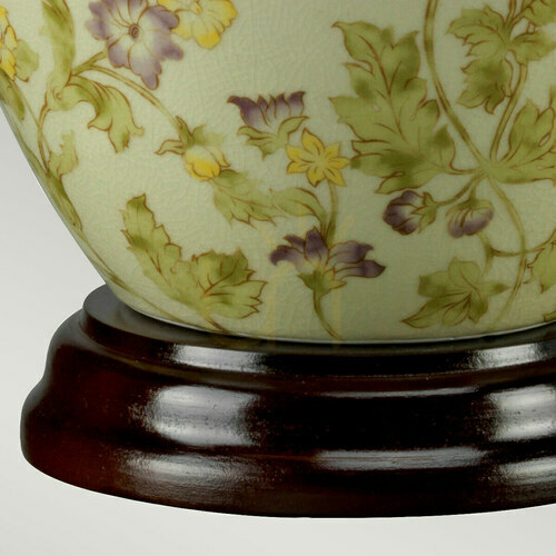 Sprawdź Lampa stołowa Yellow Flowers - 1 źródło światła - Żółto-fioletowa porcelana, abażur kość słoniowa Elstead