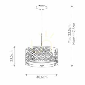 Lampa wisząca Ziggy średnia 2xE27 – lakierowane srebro, ażurowy klosz z opalowym szkłem – Elstead small 6