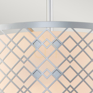 Lampa wisząca Ziggy średnia 2xE27 – lakierowane srebro, ażurowy klosz z opalowym szkłem – Elstead small 2