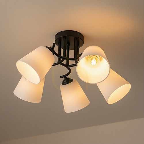 Sprawdź Czarna Lampa Sufitowa Pafos Black 5x E27