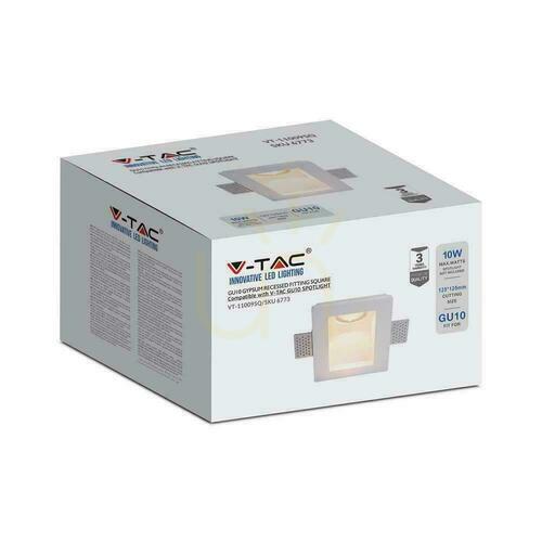 Sprawdź Oprawa gipsowa V-TAC GU10 kinkiet ścienny kwadrat 120x120 VT-11009 3 lata gwarancji