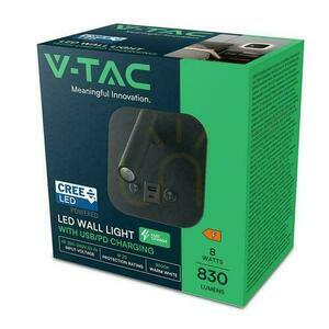 Oprawa LED V-TAC 8W COB CREE kinkiet czarny hotel łóżko USB+USB C włącznik VT-80068-B 3000K 830lm 2 Lata gwarancji small 5