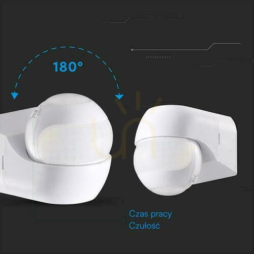 Sprawdź Czujnik ruchu podczerwień ścienny biały 180-360st 600W LED V-TAC VT-80140 5 lat gwarancji