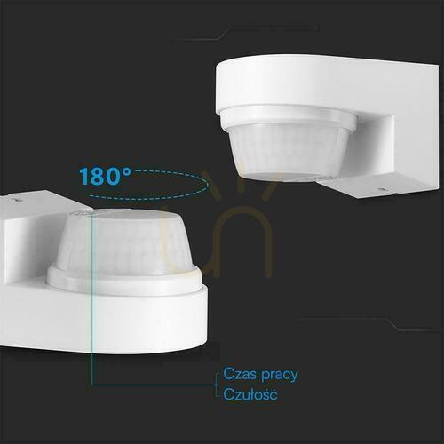 Sprawdź Czujnik ruchu podczerwień ścienny biały 240st 1000W LED IP65 V-TAC VT-81008 5 lat gwarancji