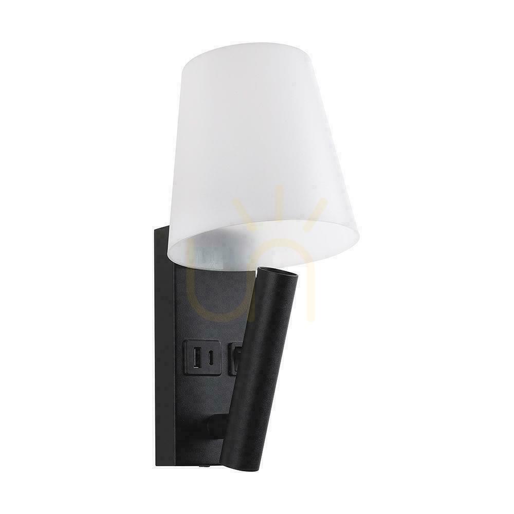 Sprawdź Oprawa LED V-TAC 2W COB CREE kinkiet czarny hotel łóżko USB+USB C klosz VT-88062-B 3000K 60lm Oprawa LED V-TAC 2W COB CREE kinkiet czarny hotel łóżko USB+USB C klosz VT-88062-B 3000K 60lm