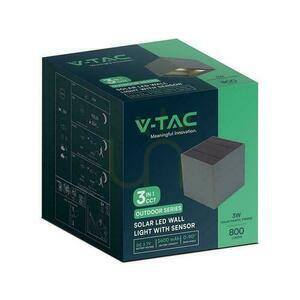 Oprawa ścienna solarna V-TAC 9W LED COB antracyt kostka 15x15cm IP65 czujnik ruchu VT-409CCT 3000K-4000K-5000K 800lm small 5