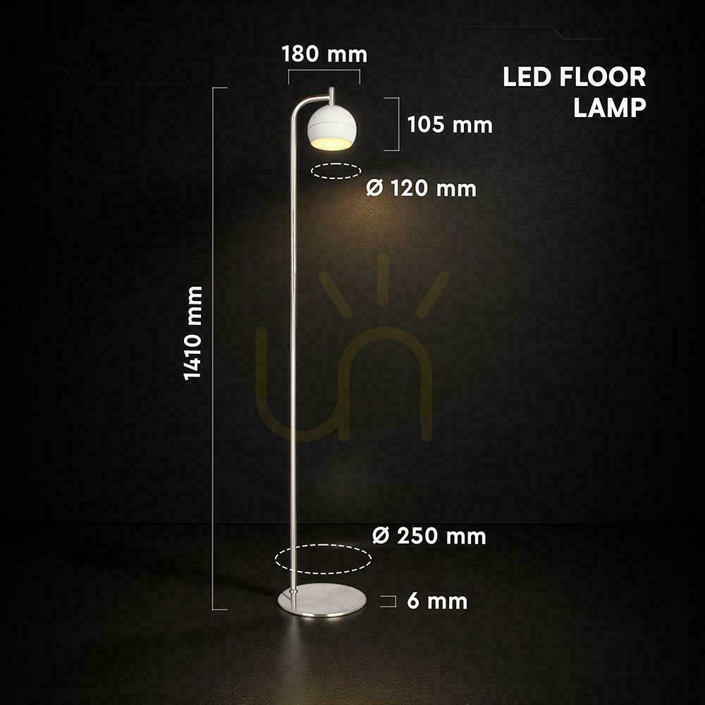 Obejrzyj Oprawa lampa podłogowa 10W LED 140cm biała VT-89024 3000K 1200lm Oprawa lampa podłogowa 10W LED 140cm biała VT-89024 3000K 1200lm