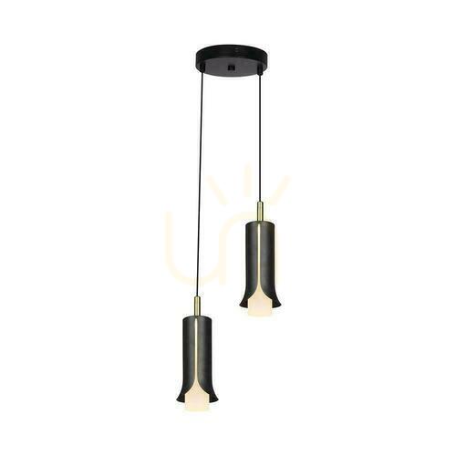 Sprawdź Lampa wisząca V-TAC VT-89026 2x5 W LED czarna, klosze dymione złote 3000 K 1200 lm 24134