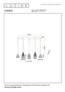 Lampa Wisząca Lucide CINZIA Biała Porcelanowa Japandi 8xE27 13452/08/31 small 5