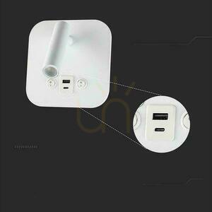Oprawa LED V-TAC 8W COB CREE kinkiet biały hotel łóżko USB+USB C włącznik VT-80068-W 3000K 830lm 2 Lata gwarancji 9 Oprawa LED V-TAC 8W COB CREE kinkiet biały hotel łóżko USB+USB C włącznik VT-80068-W 3000K 830lm 2 Lata gwarancji small 9