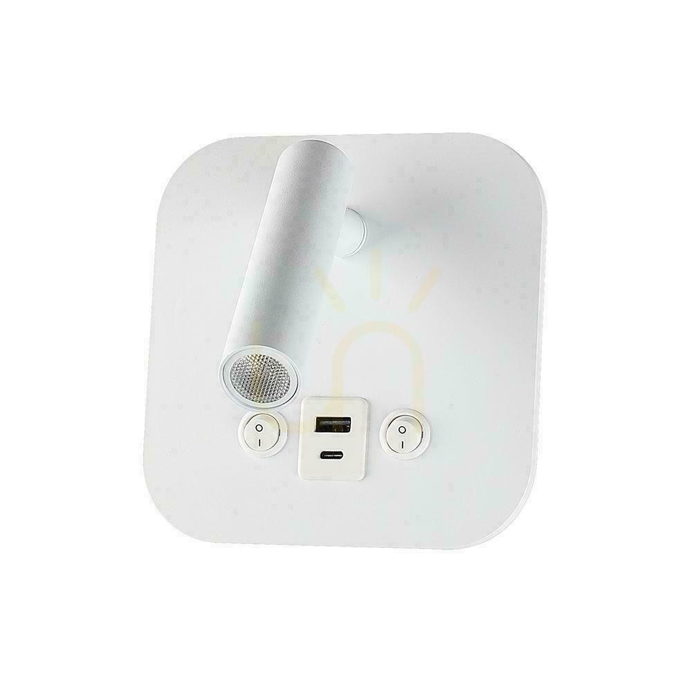 Sprawdź Oprawa LED V-TAC 8W COB CREE kinkiet biały hotel łóżko USB+USB C włącznik VT-80068-W 3000K 830lm 2 Lata gwarancji Oprawa LED V-TAC 8W COB CREE kinkiet biały hotel łóżko USB+USB C włącznik VT-80068-W 3000K 830lm 2 Lata gwarancji