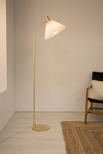 Sprawdź Lampa podłogowa Markslojd Mira 108569 biała metal tkanina 145 cm