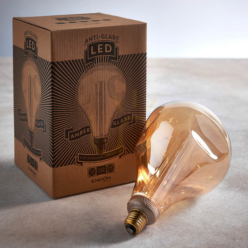 Sprawdź Żarówka LED E27 Endon Dimple Globe bursztynowa 2.5W 14.8 cm