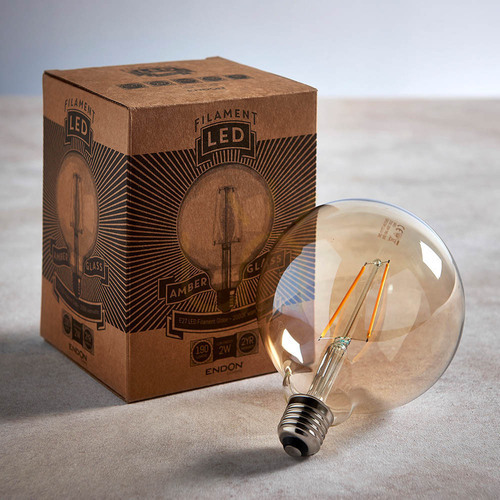 Sprawdź Żarówka LED filament globe E27 2W bursztynowa Endon