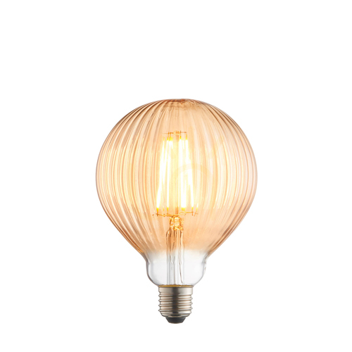 Sprawdź Żarówka dekoracyjna LED Ribb E27 4W 400lm 2000K bursztynowa kula G125 Ø12,5 cm 80179 Endon