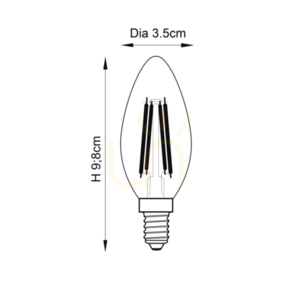 Żarówka LED E14 filament candle transparentna 4W dimmable Endon small 1