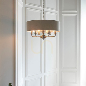 Lampa wisząca Endon Highclere beżowa 6xE14 55 cm tkanina small 4