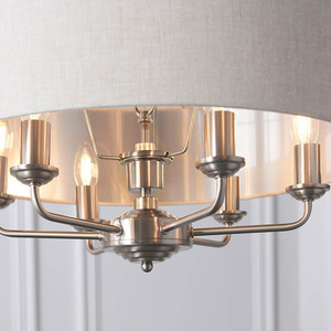 Lampa wisząca Endon Highclere beżowa 6xE14 55 cm tkanina small 7
