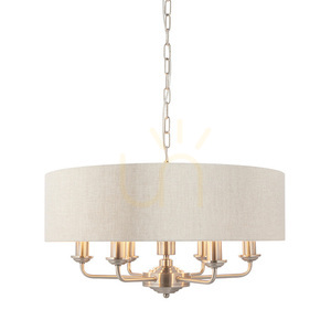Lampa wisząca Endon Highclere beżowa 6xE14 55 cm tkanina small 0