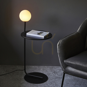 Lampa stojąca Endon Halo czarna stal szkło 81 cm small 2