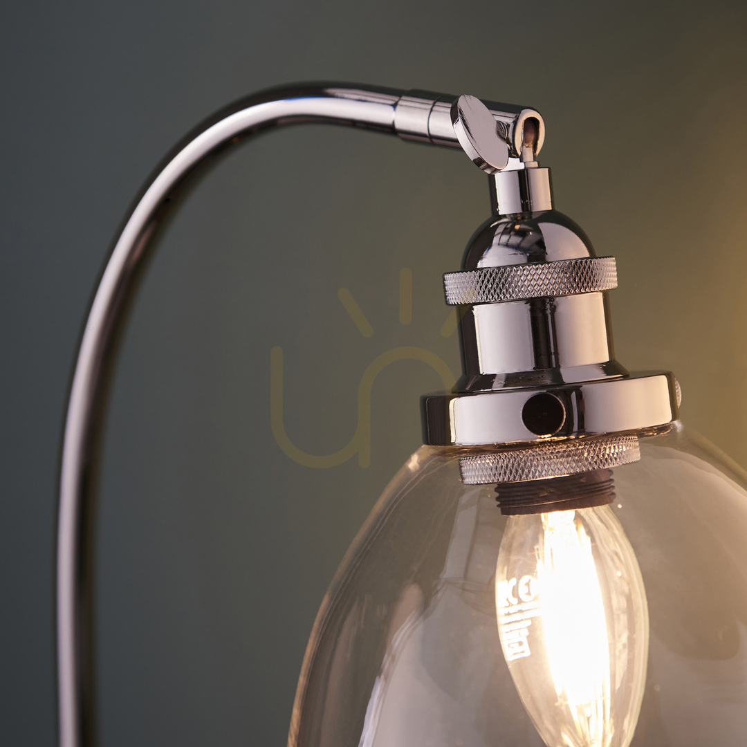 Wyświetl Lampa stołowa Endon Hansen srebrna stal szkło E14 Lampa stołowa Endon Hansen srebrna stal szkło E14