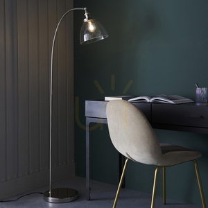 Lampa stojąca Endon Hansen srebrna stal szkło E27 152 cm small 3