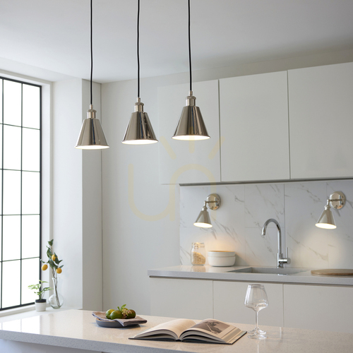 Sprawdź Lampa wisząca Endon Hal 3×E27 nikiel 73 cm